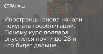 Иностранцы снова начали покупать гособлигаций. Почему курс доллара опустился почти до 28 и что будет дальше - strana.ua - США