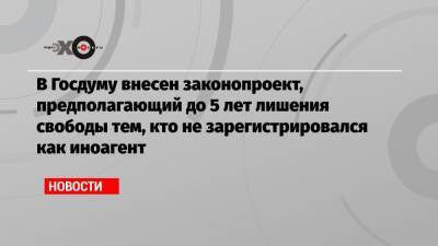 Андрей Климов - В Госдуму внесен законопроект, предполагающий до 5 лет лишения свободы тем, кто не зарегистрировался как иноагент - echo.msk.ru