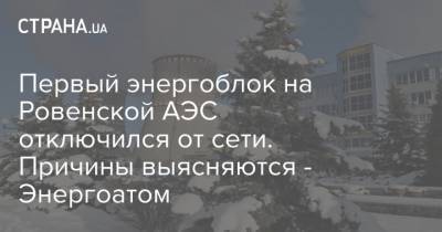 Первый энергоблок на Ровенской АЭС отключился от сети. Причины выясняются - Энергоатом - strana.ua