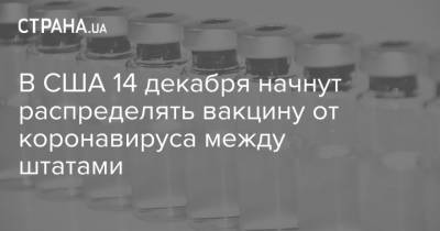 В США 14 декабря начнут распределять вакцину от коронавируса между штатами - strana.ua - США