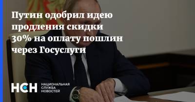 Владимир Путин - Путин одобрил идею продления скидки 30% на оплату пошлин через Госуслуги - nsn.fm