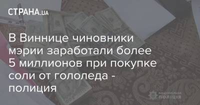 В Виннице чиновники мэрии заработали более 5 миллионов при покупке соли от гололеда - полиция - strana.ua