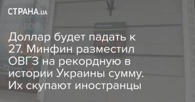 Доллар будет падать к 27. Минфин разместил ОВГЗ на рекордную в истории Украины сумму. Их скупают иностранцы - strana.ua