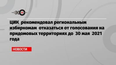 Элла Памфилова - ЦИК рекомендовал региональным избиркомам отказаться от голосования на придомовых территориях до 30 мая 2021 года - echo.msk.ru - Вологда