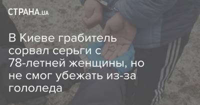 В Киеве грабитель сорвал серьги с 78-летней женщины, но не смог убежать из-за гололеда - strana.ua - Киев