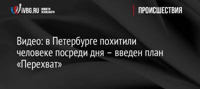 Видео: в Петербурге похитили человека посреди дня – введен план «Перехват» - ivbg.ru - Токио - Санкт-Петербург