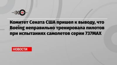 Комитет Сената США пришел к выводу, что Boeing неправильно тренировала пилотов при испытаниях самолетов серии 737МАХ - echo.msk.ru - США - Индонезия - Эфиопия