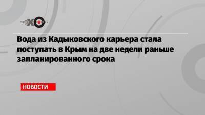 Михаил Развожаев - Вода из Кадыковского карьера стала поступать в Крым на две недели раньше запланированного срока - echo.msk.ru - Крым - Севастополь