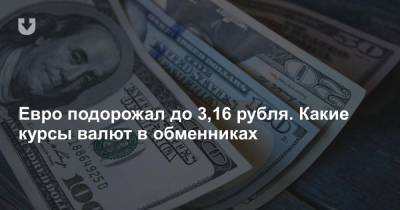 Евро подорожал до 3,16 рубля. Какие курсы валют в обменниках - news.tut.by - Белоруссия