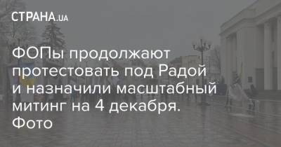 ФОПы продолжают протестовать под Радой и назначили масштабный митинг на 4 декабря. Фото - strana.ua