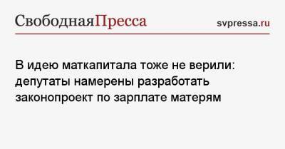 Олег Шеин - В идею маткапитала тоже не верили: депутаты намерены разработать законопроект по зарплате матерям - svpressa.ru