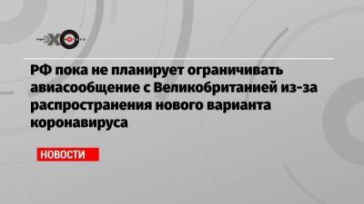 Борис Джонсон - РФ пока не планирует ограничивать авиасообщение с Великобританией из-за распространения нового варианта коронавируса - echo.msk.ru - Англия