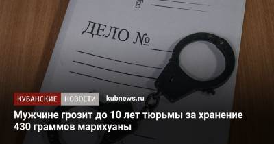 Мужчине грозит до 10 лет тюрьмы за хранение 430 граммов марихуаны - kubnews.ru - район Щербиновский