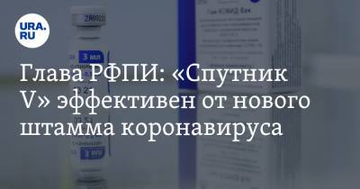 Кирилл Дмитриев - Глава РФПИ: «Спутник V» эффективен от нового штамма коронавируса - ura.news