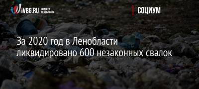 Александр Дрозденко - За 2020 год в Ленобласти ликвидировано 600 незаконных свалок - ivbg.ru - Ленинградская обл.