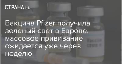 Вакцина Pfizer получила зеленый свет в Европе, массовое прививание ожидается уже через неделю - strana.ua - Англия