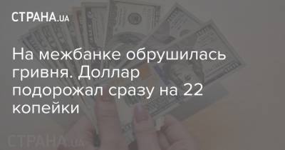 На межбанке обрушилась гривня. Доллар подорожал сразу на 22 копейки - strana.ua
