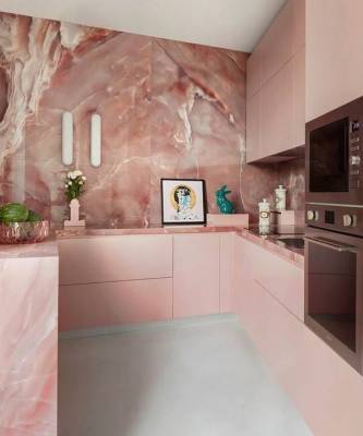 Розовый цвет на кухне: 20+ примеров - skuke.net