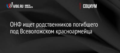 ОНФ ищет родственников погибшего под Всеволожском красноармейца - ivbg.ru - Ленинградская обл. - Майкоп - р-н Всеволожский - Всеволожск