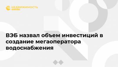 ВЭБ назвал объем инвестиций в создание мегаоператора водоснабжения - realty.ria.ru - Москва