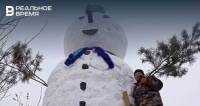 В Татарстане слепили снеговика высотой в шесть метров - realnoevremya.ru - респ. Татарстан - район Мамадышский