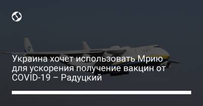 Михаил Радуцкий - Украина хочет использовать Мрию для ускорения получение вакцин от COVID-19 – Радуцкий - liga.net