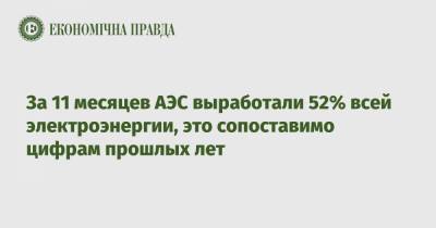 Денис Шмыгаль - За 11 месяцев АЭС выработали 52% всей электроэнергии, это сопоставимо цифрам прошлых лет - epravda.com.ua