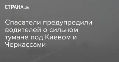 Спасатели предупредили водителей о сильном тумане под Киевом и Черкассами - strana.ua - Киев - Киевская обл. - Одесса - Черкасская обл. - Черкассы