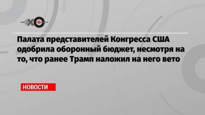 Палата представителей Конгресса США одобрила оборонный бюджет, несмотря на то, что ранее Трамп наложил на него вето - echo.msk.ru - США