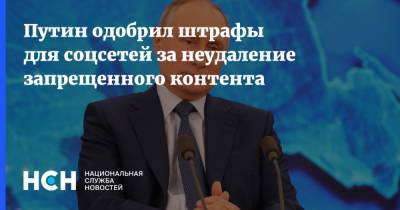 Владимир Путин - Путин одобрил штрафы для соцсетей за неудаление запрещенного контента - nsn.fm