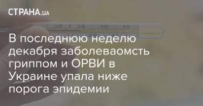 В последнюю неделю декабря заболеваомсть гриппом и ОРВИ в Украине упала ниже порога эпидемии - strana.ua - Черкасская обл. - Херсонская обл.