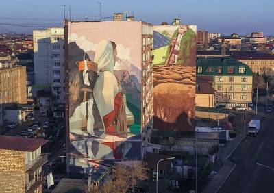 Рязанский художник нарисовал гигантское граффити в Дагестане - ya62.ru - респ. Дагестан - Дербент - Рязань
