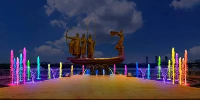 Как выглядит обновленный фонтан возле памятника основателям Киева — видео - nv.ua - Украина - Киев