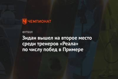 Зинедин Зидан - Зидан вышел на второе место среди тренеров «Реала» по числу побед в Примере - championat.com - Испания - Мадрид