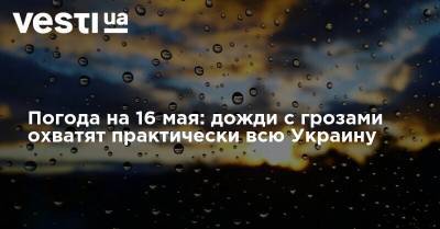 Наталья Диденко - Погода на 16 мая: дожди с грозами охватят практически всю Украину - vesti.ua - Украина - Киев