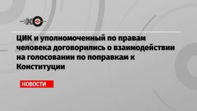 Элла Памфилова - Татьяна Москалькова - ЦИК и уполномоченный по правам человека договорились о взаимодействии на голосовании по поправкам к Конституции - echo.msk.ru