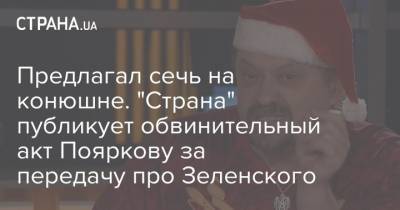 Владимир Зеленский - Предлагал сечь на конюшне. "Страна" публикует обвинительный акт Пояркову за передачу про Зеленского - strana.ua - Украина