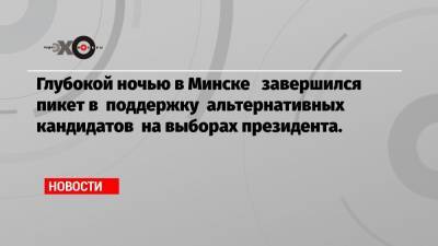 Сергей Тихановский - Виктор Бабарико - Глубокой ночью в Минске завершился пикет в поддержку альтернативных кандидатов на выборах президента. - echo.msk.ru - Минск