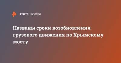 Сергей Иванов - Названы сроки возобновления грузового движения по Крымскому мосту - ren.tv - Россия