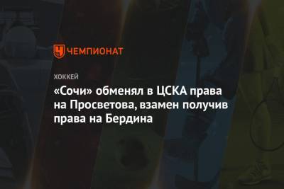 Михаил Бердин - «Сочи» обменял в ЦСКА права на Просветова, взамен получив права на Бердина - championat.com - США - Сочи