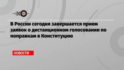 Элла Памфилова - В России сегодня завершается прием заявок о дистанционном голосовании по поправкам в Конституцию - echo.msk.ru - Россия