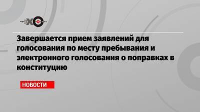 Элла Памфилова - Завершается прием заявлений для голосования по месту пребывания и электронного голосования о поправках в конституцию - echo.msk.ru