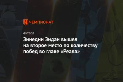 Зинедин Зидан - Зинедин Зидан вышел на второе место по количеству побед во главе «Реала» - championat.com - Мадрид