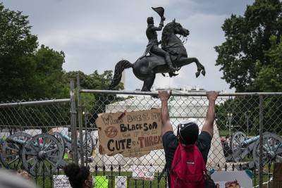 Эндрю Джексон - Протестующие у Белого Дома попытались свалить статую экс-президента США – видео - ghall.com.ua - США - Вашингтон