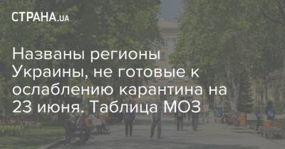 Названы регионы Украины, не готовые к ослаблению карантина на 23 июня. Таблица МОЗ - strana.ua - Украина - Киевская обл. - Луганская обл. - Ивано-Франковская обл. - Николаевская обл. - Черниговская обл. - Волынская обл. - Днепропетровская обл. - Тернопольская обл. - Житомирская обл. - Львовская обл. - Закарпатская обл. - Донецкая обл.