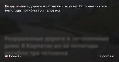 Разрушенные дороги и затопленные дома: В Карпатах из-за непогоды погибли три человека - 1k.com.ua - Ивано-Франковская обл.