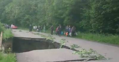 На Закарпатье бурная вода уничтожила дорогу: появилось видео - tsn.ua - Закарпатская обл. - район Раховский