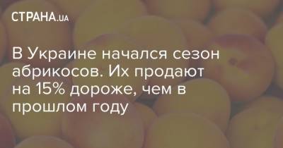 В Украине начался сезон абрикосов. Их продают на 15% дороже, чем в прошлом году - strana.ua - Украина