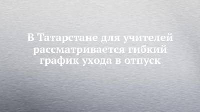 Рафис Бурганов - В Татарстане для учителей рассматривается гибкий график ухода в отпуск - chelny-izvest.ru - респ. Татарстан