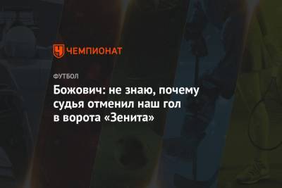 Миодраг Божович - Андрей Панков - Божович: не знаю, почему судья отменил наш гол в ворота «Зенита» - championat.com - Санкт-Петербург - Самара